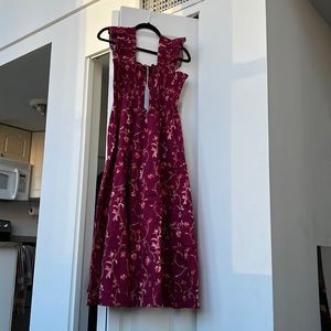 Hill house home Ellie nap dress medium burgundy botanical midi